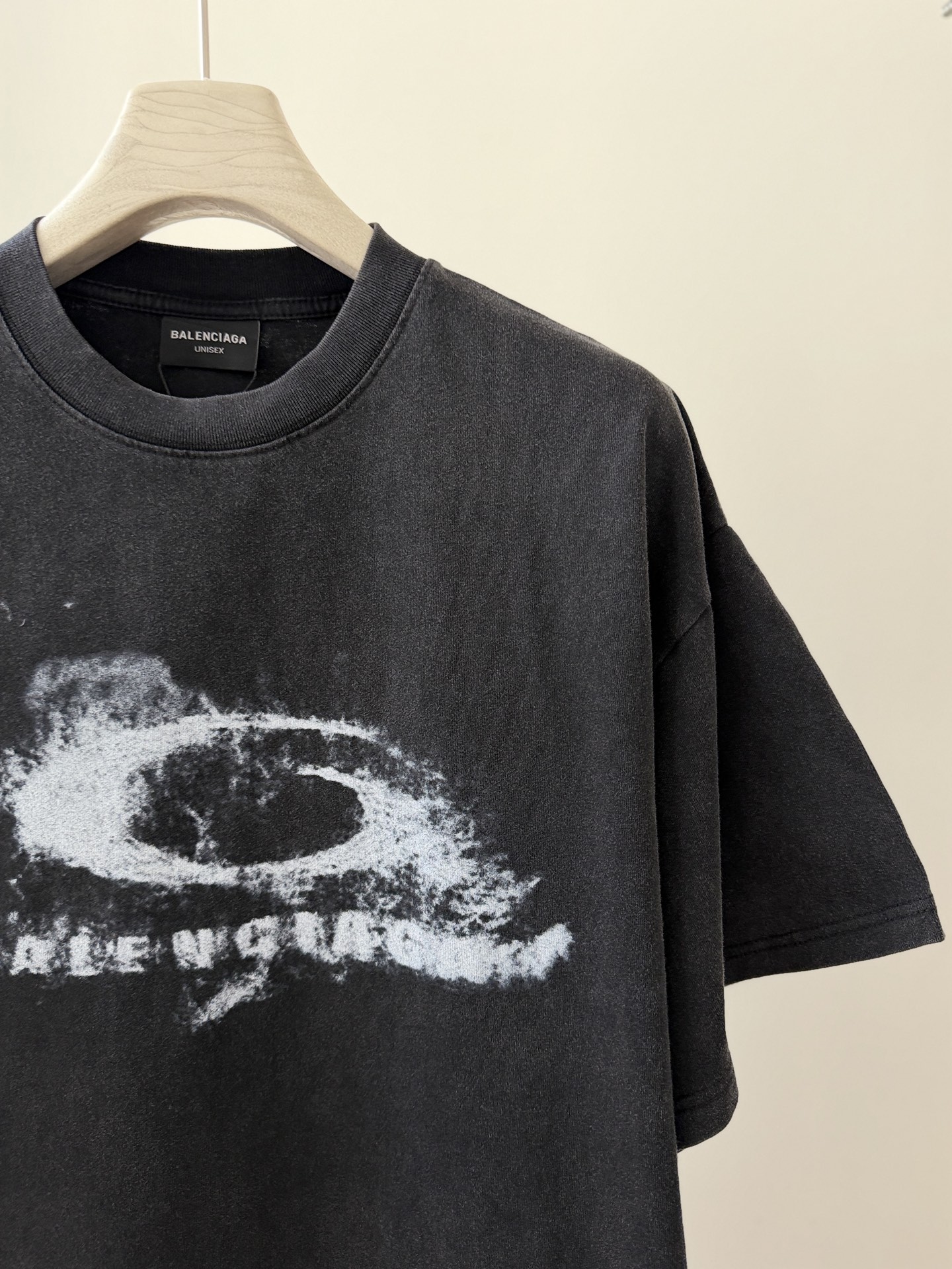 Balenciaga 高仿漸變水洗印花短袖T恤 寬鬆版街頭風男女同款黑色| 13 Balenciaga 高仿漸變水洗印花短袖T恤 寬鬆版街頭風男女同款黑色