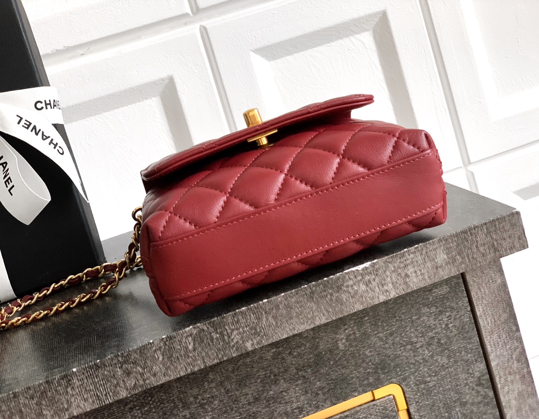 Chanel 一比一 女款 Coco Handle 迷你菱格手提包 紅色 小香風款| 12 Chanel 一比一 女款 Coco Handle 迷你菱格手提包 紅色 小香風款