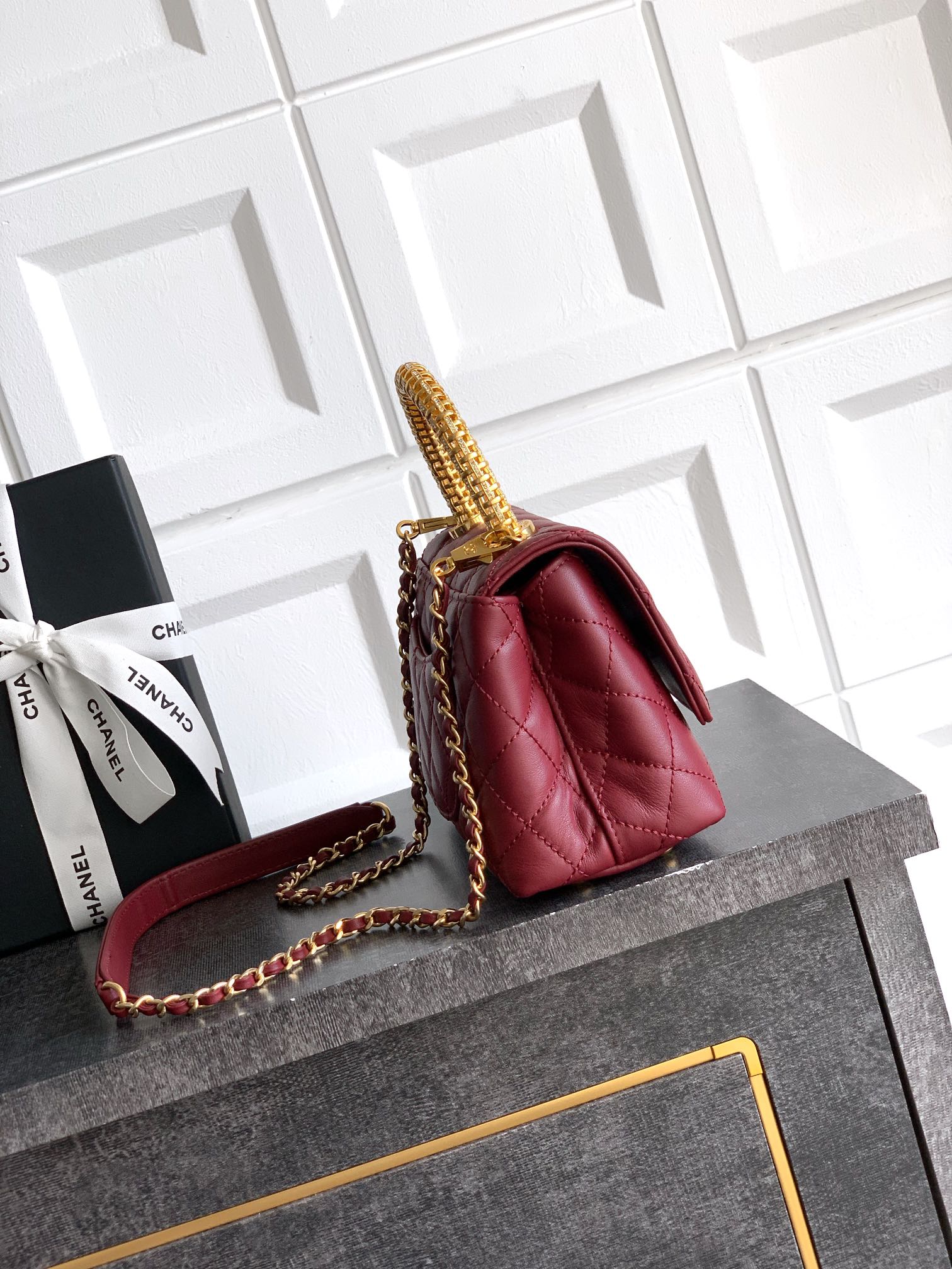 Chanel 原單 女款 Coco Handle 小號菱格手提包 紅色 氣質百搭款| 14 Chanel 原單 女款 Coco Handle 小號菱格手提包 紅色 氣質百搭款