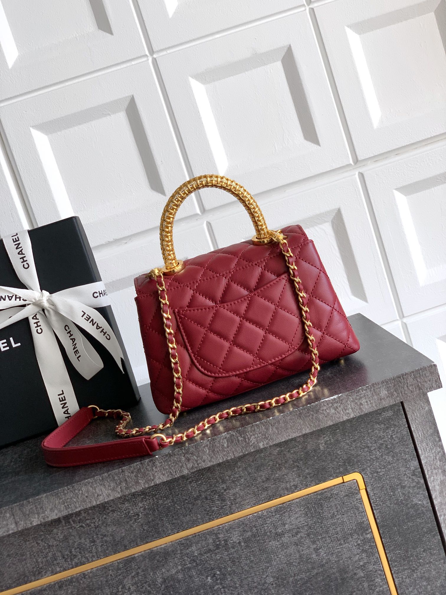 Chanel 原單 女款 Coco Handle 小號菱格手提包 紅色 氣質百搭款| 13 Chanel 原單 女款 Coco Handle 小號菱格手提包 紅色 氣質百搭款