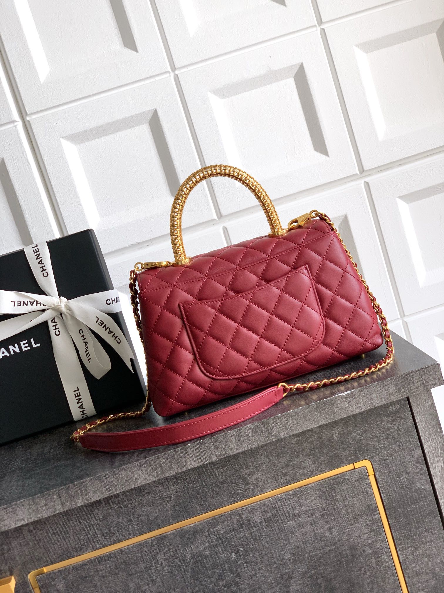 Chanel 高仿 女款 Coco Handle 大號菱格肩背包 紅色 高級氣場款| 13 Chanel 高仿 女款 Coco Handle 大號菱格肩背包 紅色 高級氣場款