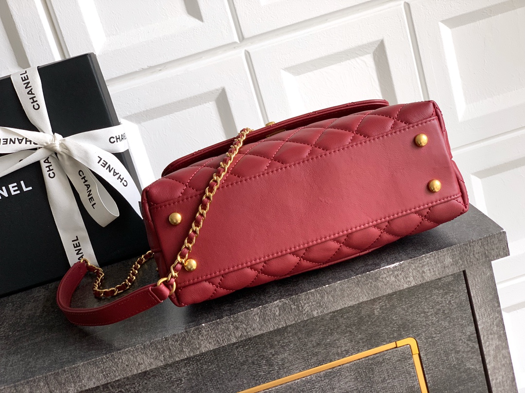 Chanel 高仿 女款 Coco Handle 大號菱格肩背包 紅色 高級氣場款| 12 Chanel 高仿 女款 Coco Handle 大號菱格肩背包 紅色 高級氣場款