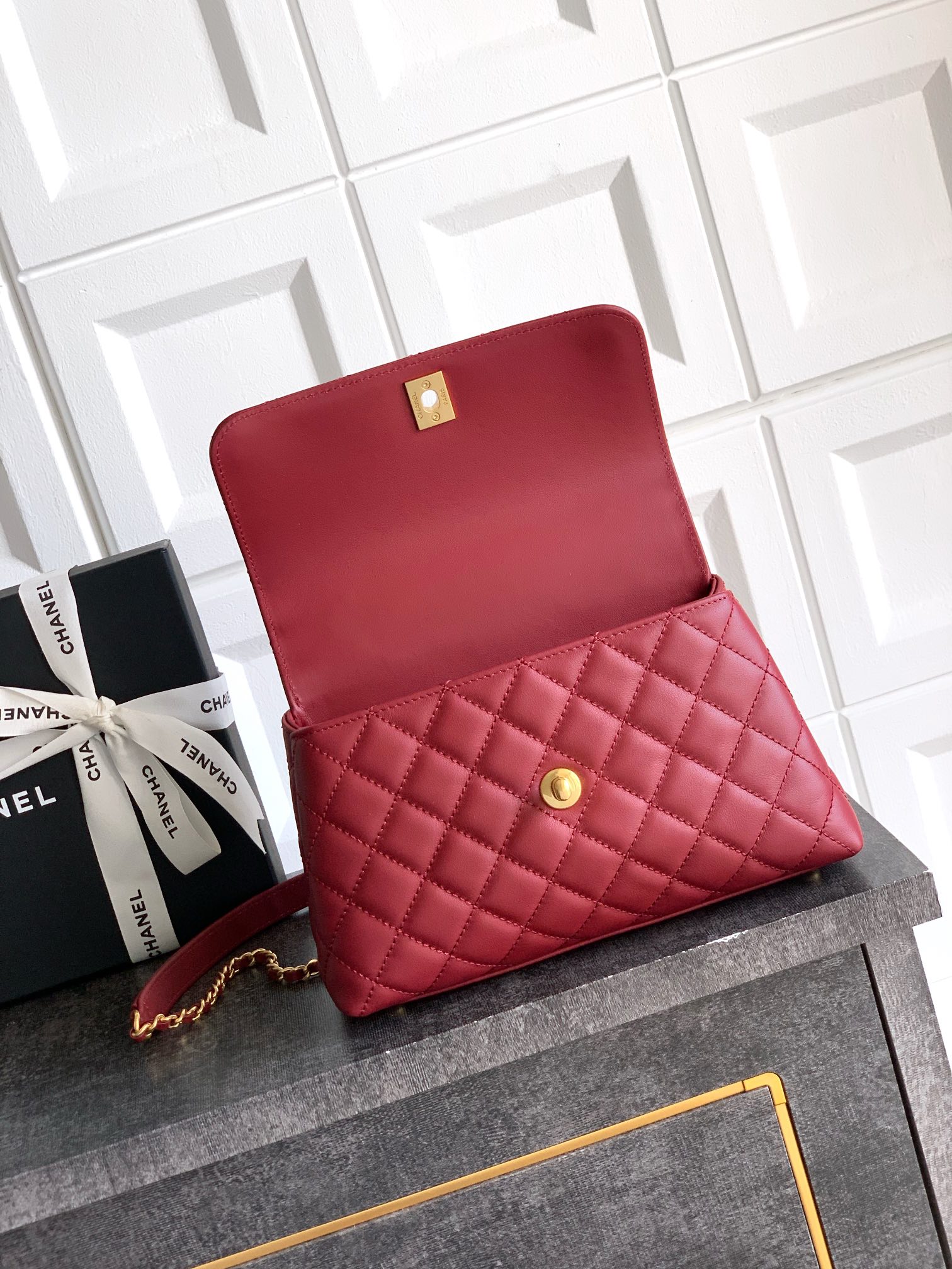 Chanel 高仿 女款 Coco Handle 大號菱格肩背包 紅色 高級氣場款| 11 Chanel 高仿 女款 Coco Handle 大號菱格肩背包 紅色 高級氣場款