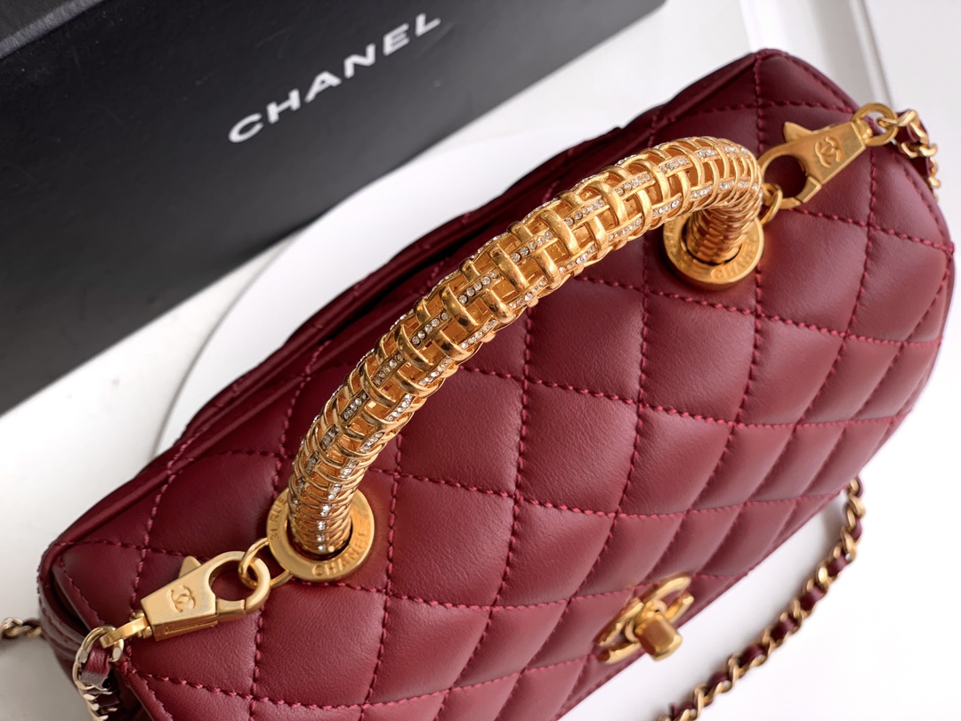 Chanel 高仿 女款 Coco Handle 大號菱格肩背包 紅色 高級氣場款| 9 Chanel 高仿 女款 Coco Handle 大號菱格肩背包 紅色 高級氣場款