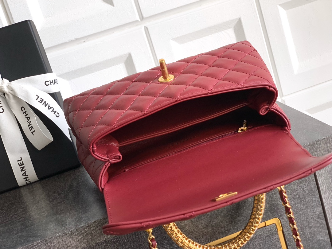 Chanel 高仿 女款 Coco Handle 大號菱格肩背包 紅色 高級氣場款| 8 Chanel 高仿 女款 Coco Handle 大號菱格肩背包 紅色 高級氣場款