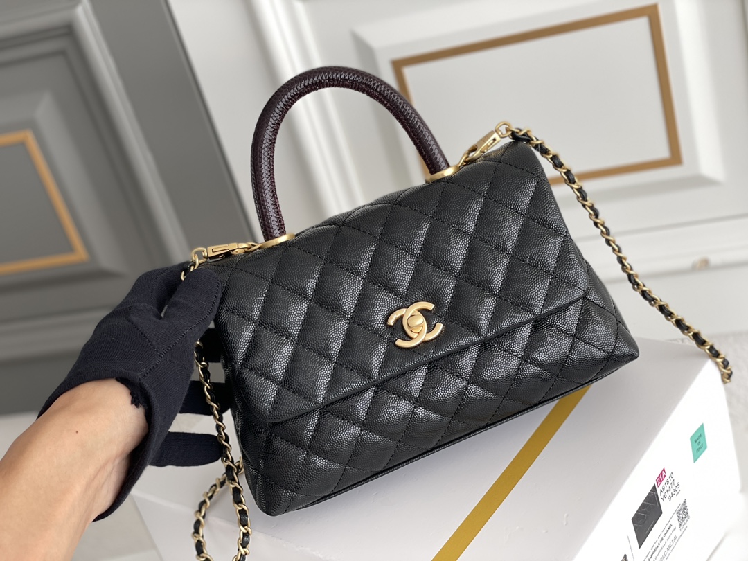 Chanel 高仿 女款 Coco Handle 小號菱格手提包 黑色 百搭通勤款| 14 Chanel 高仿 女款 Coco Handle 小號菱格手提包 黑色 百搭通勤款