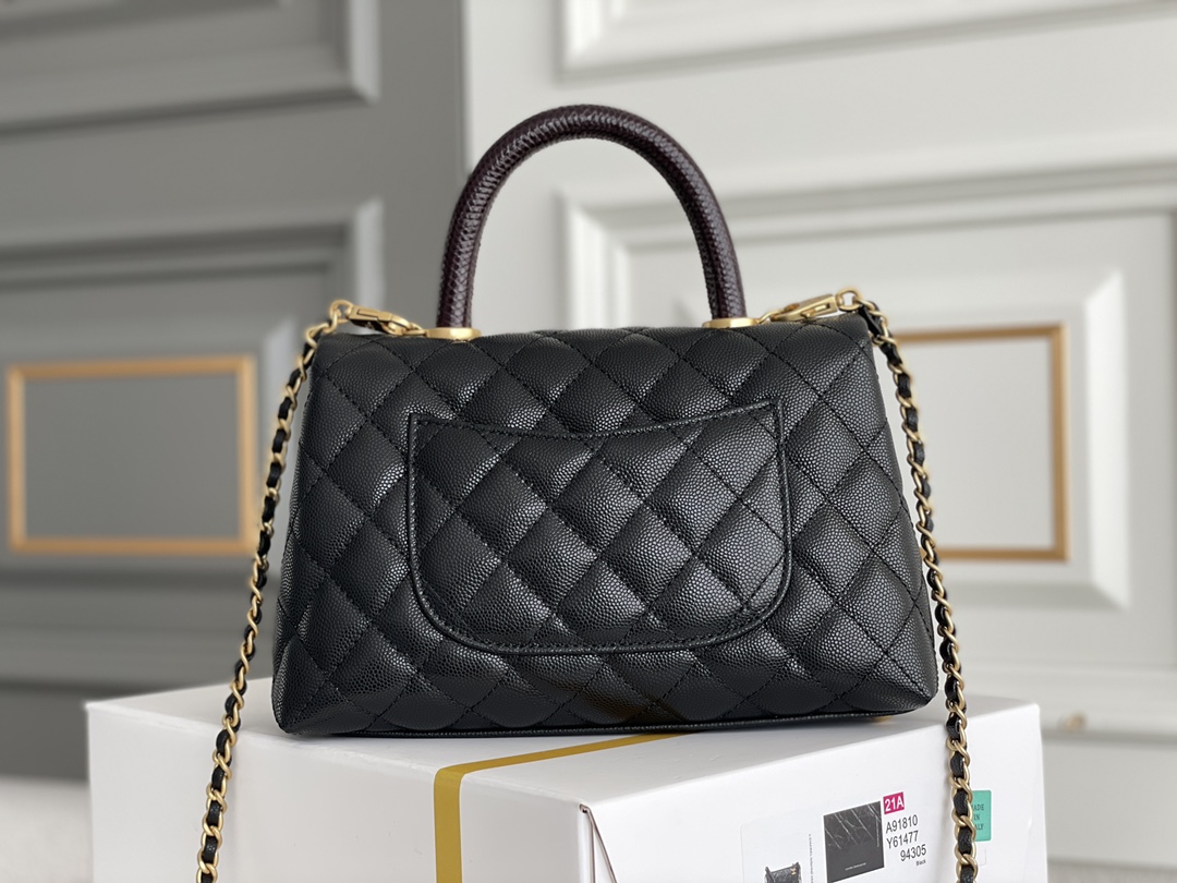 Chanel 高仿 女款 Coco Handle 小號菱格手提包 黑色 百搭通勤款| 13 Chanel 高仿 女款 Coco Handle 小號菱格手提包 黑色 百搭通勤款