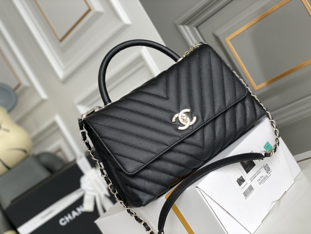 Chanel 原單 女款 Coco Handle 小號菱格手提包 黑色 經典質感款| 14 Chanel 原單 女款 Coco Handle 小號菱格手提包 黑色 經典質感款