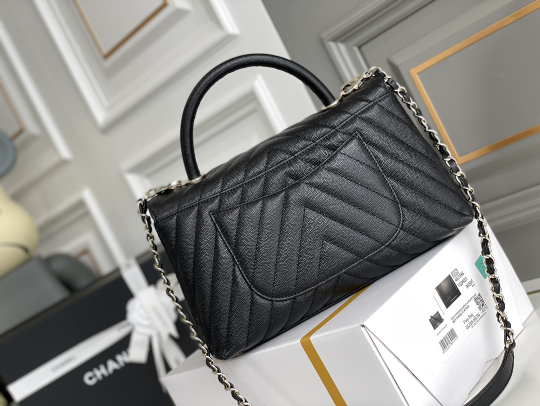 Chanel 原單 女款 Coco Handle 小號菱格手提包 黑色 經典質感款| 13 Chanel 原單 女款 Coco Handle 小號菱格手提包 黑色 經典質感款