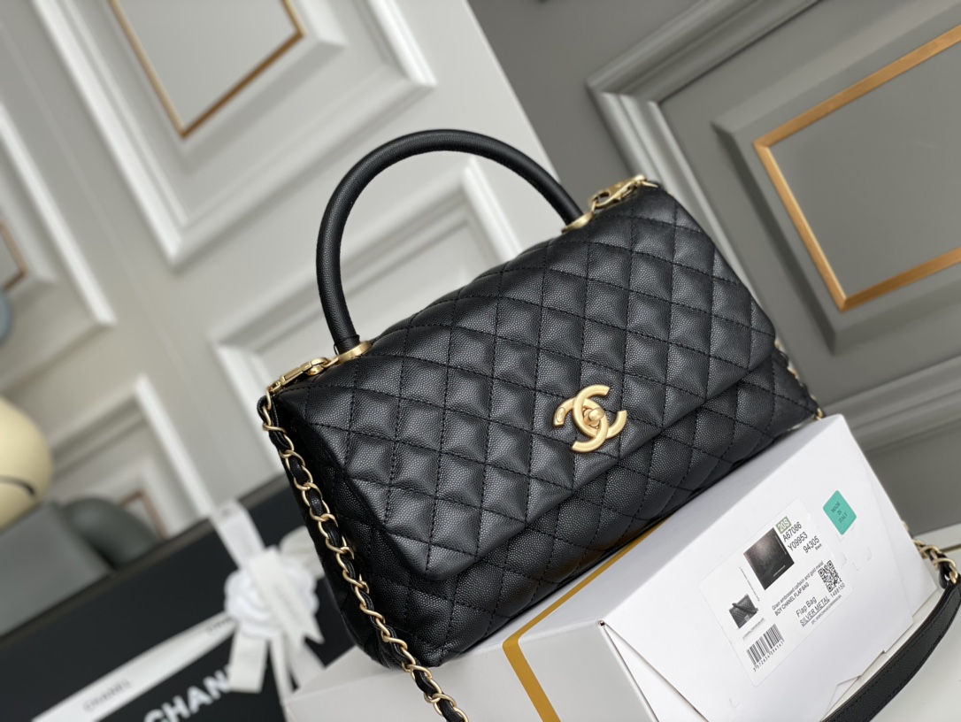 Chanel 高仿 女款 Coco Handle 大號菱格手提包 黑色 高級通勤款| 14 Chanel 高仿 女款 Coco Handle 大號菱格手提包 黑色 高級通勤款