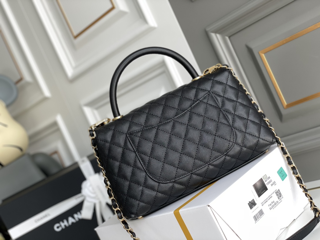 Chanel 高仿 女款 Coco Handle 大號菱格手提包 黑色 高級通勤款| 13 Chanel 高仿 女款 Coco Handle 大號菱格手提包 黑色 高級通勤款