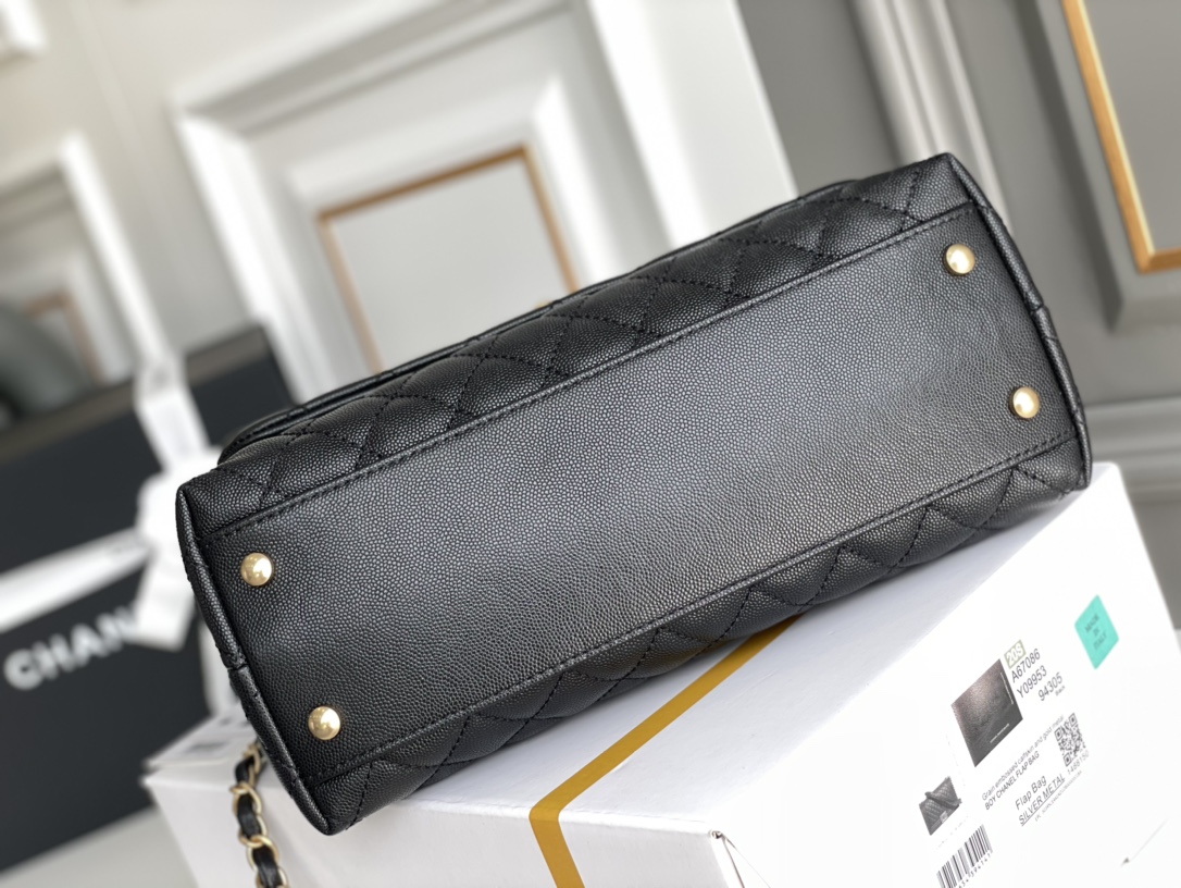 Chanel 高仿 女款 Coco Handle 大號菱格手提包 黑色 高級通勤款| 12 Chanel 高仿 女款 Coco Handle 大號菱格手提包 黑色 高級通勤款