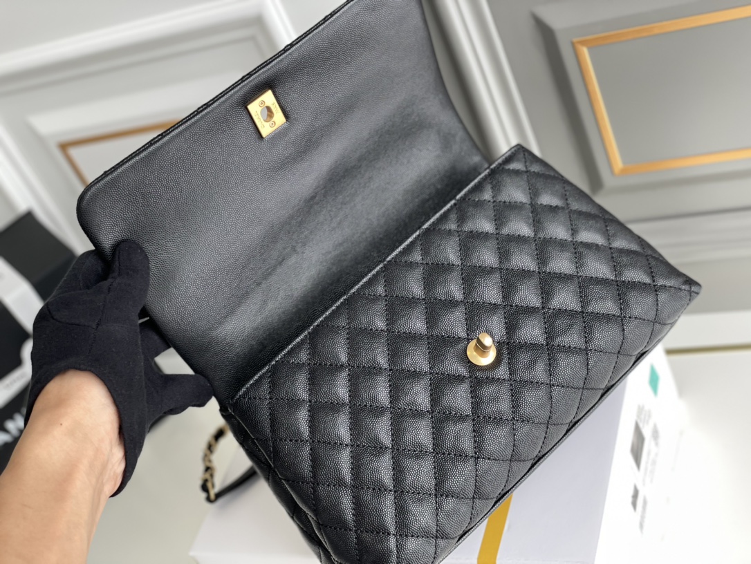 Chanel 高仿 女款 Coco Handle 大號菱格手提包 黑色 高級通勤款| 9 Chanel 高仿 女款 Coco Handle 大號菱格手提包 黑色 高級通勤款