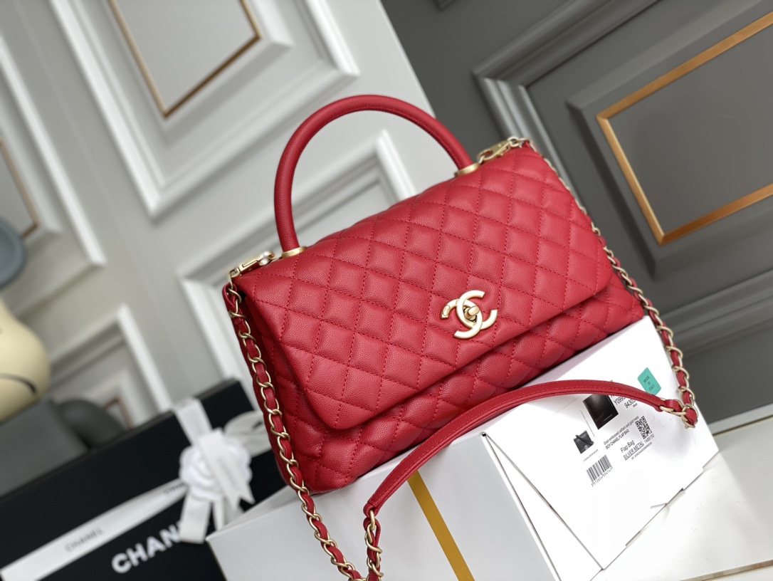 Chanel 一比一 女款 Coco Handle 小號菱格手提包 紅色 氣質亮眼款| 14 Chanel 一比一 女款 Coco Handle 小號菱格手提包 紅色 氣質亮眼款