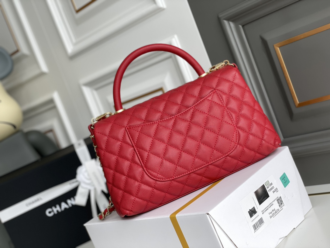 Chanel 一比一 女款 Coco Handle 小號菱格手提包 紅色 氣質亮眼款| 13 Chanel 一比一 女款 Coco Handle 小號菱格手提包 紅色 氣質亮眼款