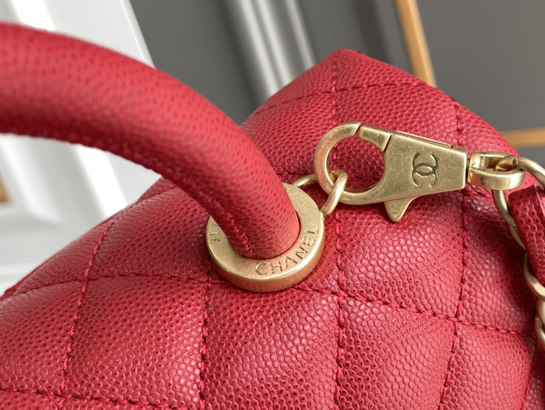 Chanel 一比一 女款 Coco Handle 小號菱格手提包 紅色 氣質亮眼款| 10 Chanel 一比一 女款 Coco Handle 小號菱格手提包 紅色 氣質亮眼款