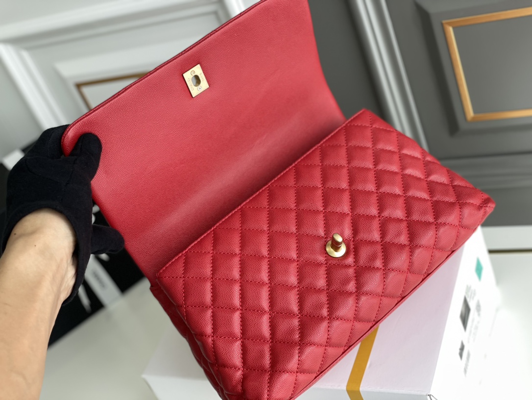 Chanel 一比一 女款 Coco Handle 小號菱格手提包 紅色 氣質亮眼款| 9 Chanel 一比一 女款 Coco Handle 小號菱格手提包 紅色 氣質亮眼款