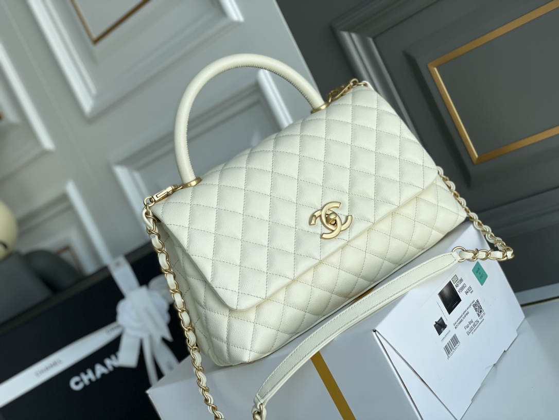 Chanel A貨 女款 Coco Handle 小號菱格手提包 白色 經典氣質款| 14 Chanel A貨 女款 Coco Handle 小號菱格手提包 白色 經典氣質款