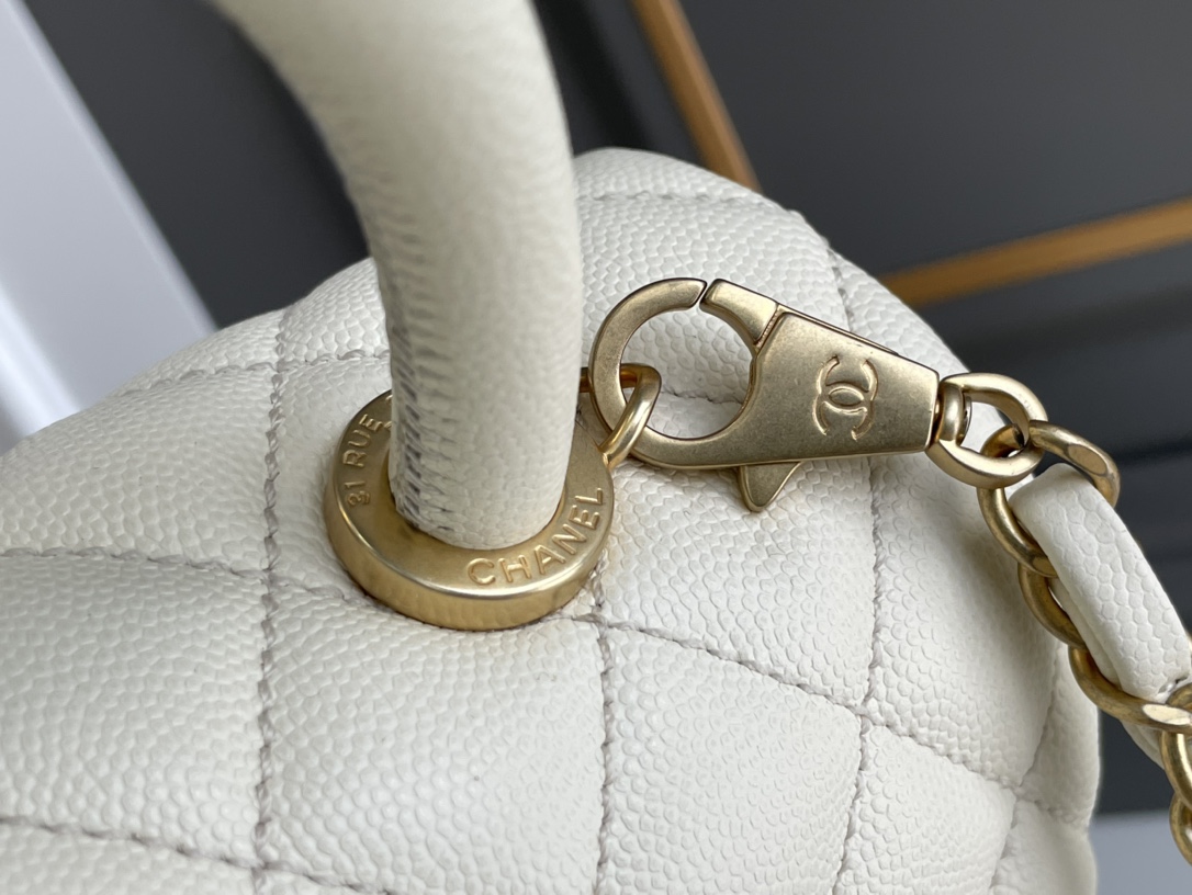Chanel A貨 女款 Coco Handle 小號菱格手提包 白色 經典氣質款| 10 Chanel A貨 女款 Coco Handle 小號菱格手提包 白色 經典氣質款