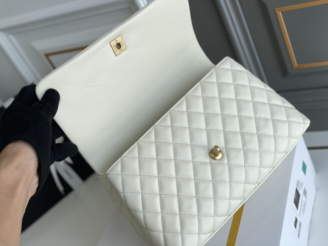 Chanel A貨 女款 Coco Handle 小號菱格手提包 白色 經典氣質款| 9 Chanel A貨 女款 Coco Handle 小號菱格手提包 白色 經典氣質款