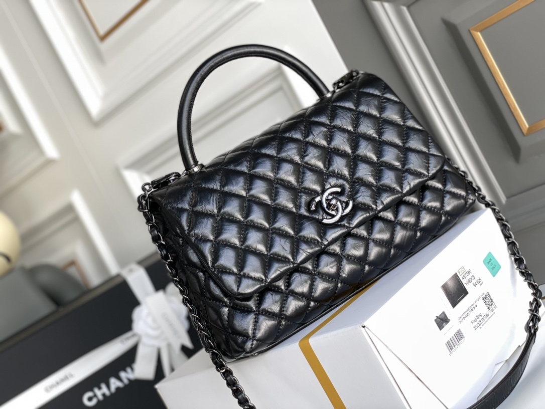 CHANEL 原單 Coco Handle 手提包 黑色漆皮 大號菱格紋鏈條包| 14 CHANEL 原單 Coco Handle 手提包 黑色漆皮 大號菱格紋鏈條包