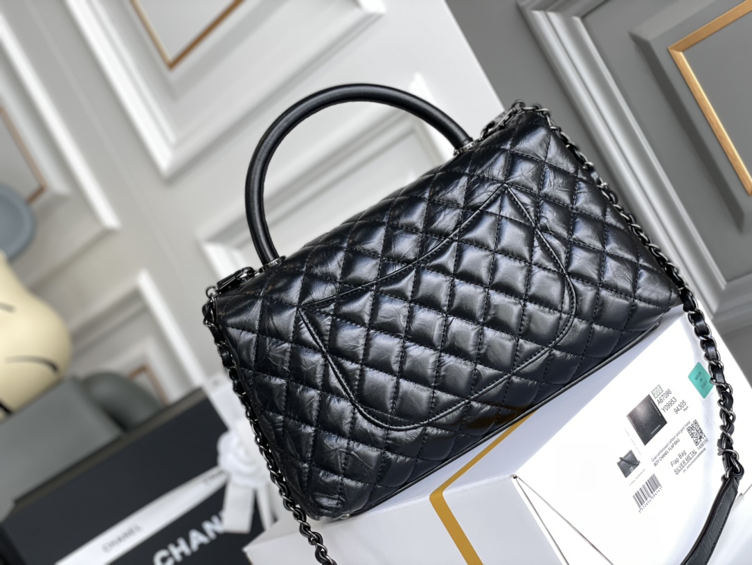 CHANEL 原單 Coco Handle 手提包 黑色漆皮 大號菱格紋鏈條包| 13 CHANEL 原單 Coco Handle 手提包 黑色漆皮 大號菱格紋鏈條包