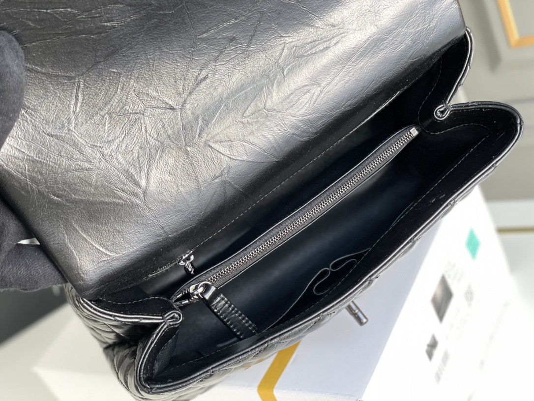 CHANEL 原單 Coco Handle 手提包 黑色漆皮 大號菱格紋鏈條包| 8 CHANEL 原單 Coco Handle 手提包 黑色漆皮 大號菱格紋鏈條包