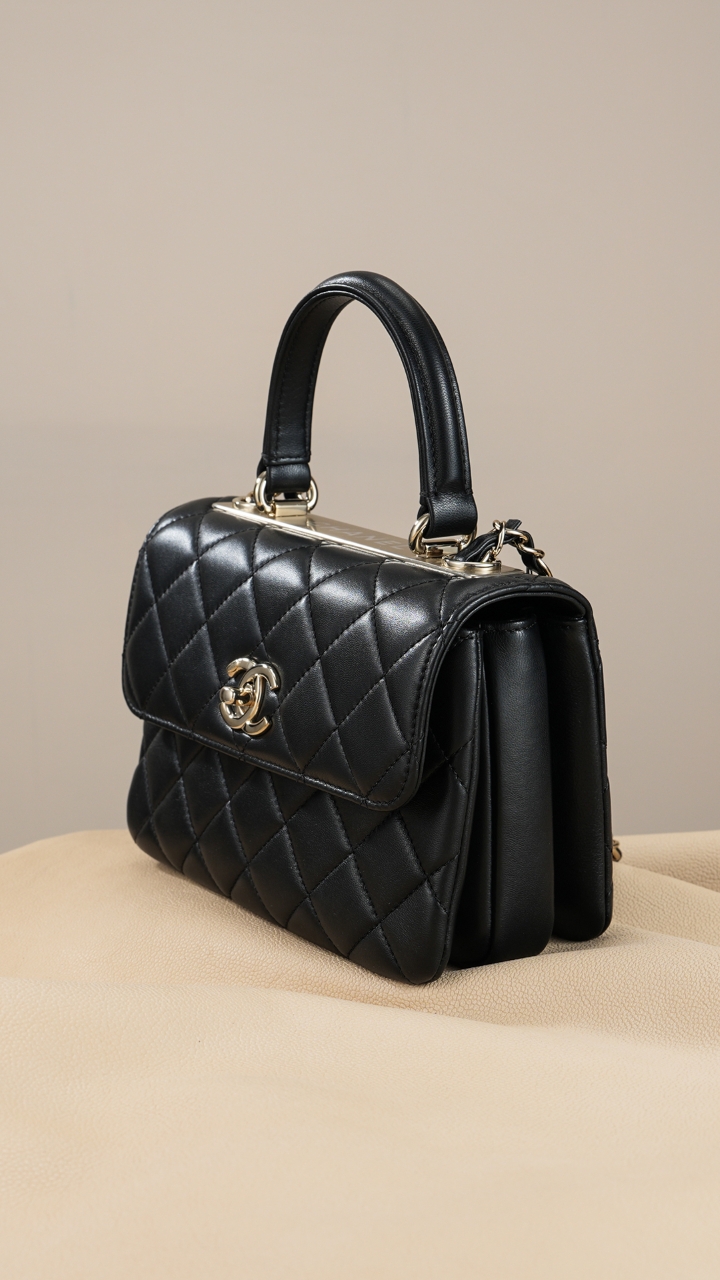 CHANEL 一比一 Coco Handle 手提包 小號 黑色菱格紋鏈條翻蓋包| 14 CHANEL 一比一 Coco Handle 手提包 小號 黑色菱格紋鏈條翻蓋包