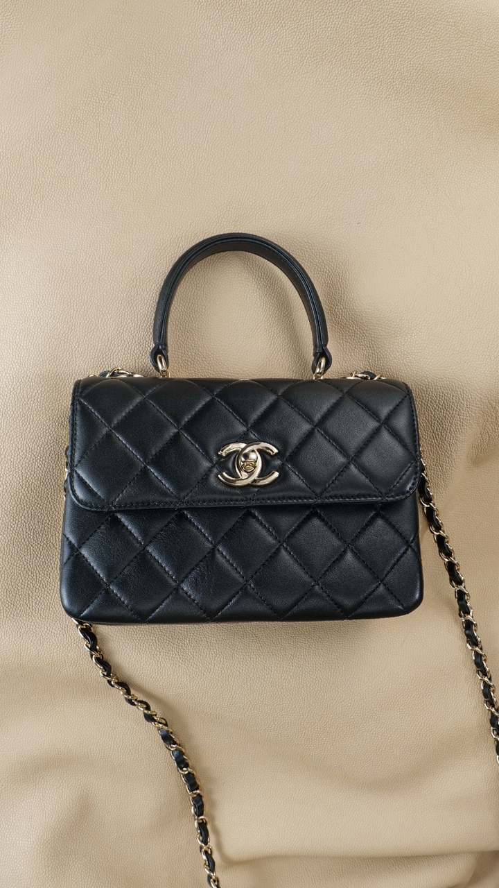 CHANEL 一比一 Coco Handle 手提包 小號 黑色菱格紋鏈條翻蓋包| 7 CHANEL 一比一 Coco Handle 手提包 小號 黑色菱格紋鏈條翻蓋包