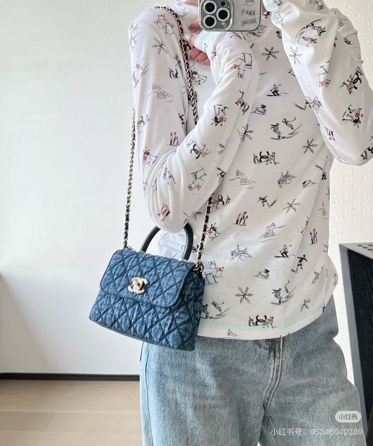 CHANEL 高仿 Coco Handle 迷你手提包 牛仔藍丹寧菱格紋鏈條包| 10 CHANEL 高仿 Coco Handle 迷你手提包 牛仔藍丹寧菱格紋鏈條包