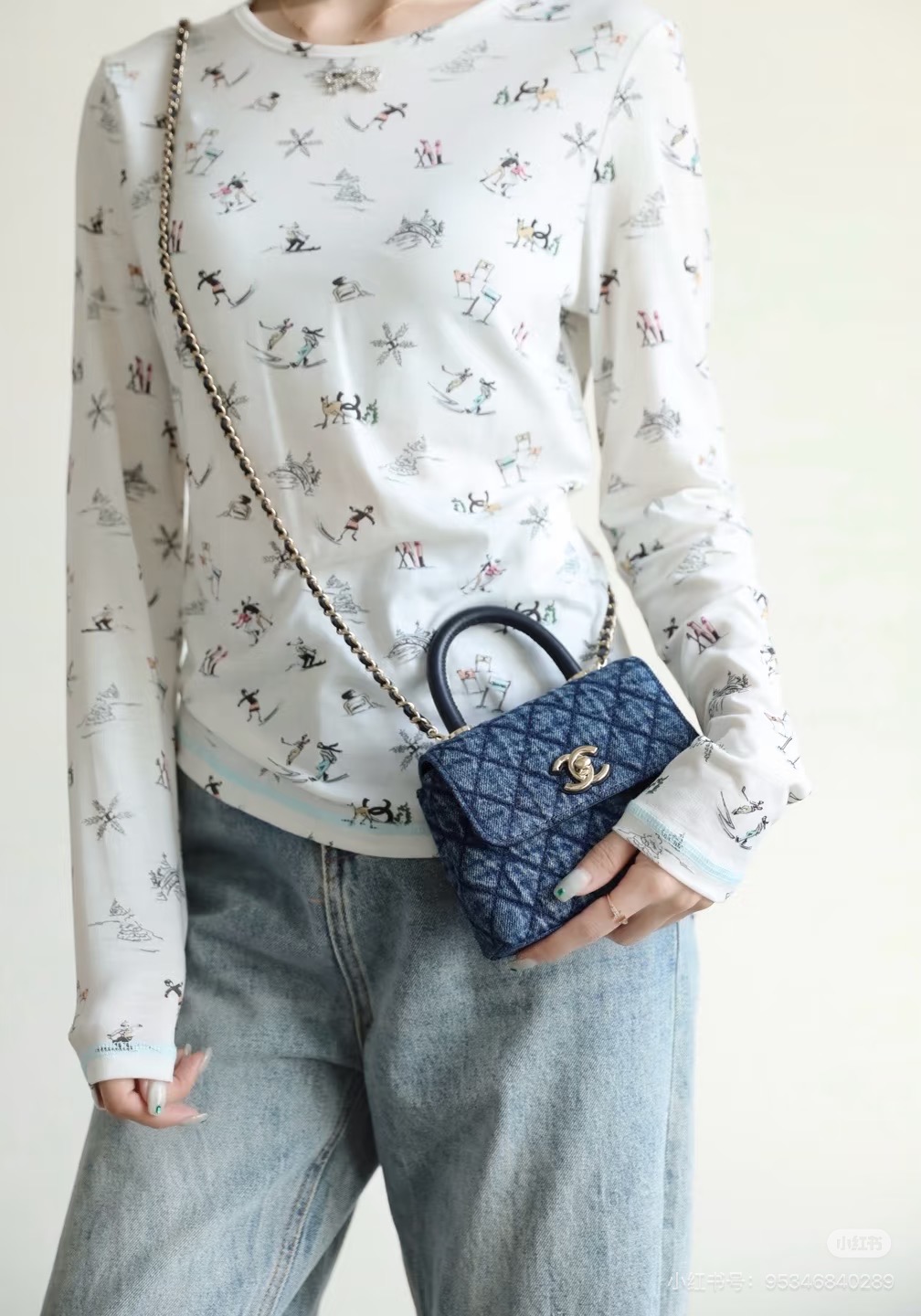 CHANEL 高仿 Coco Handle 迷你手提包 牛仔藍丹寧菱格紋鏈條包| 7 CHANEL 高仿 Coco Handle 迷你手提包 牛仔藍丹寧菱格紋鏈條包