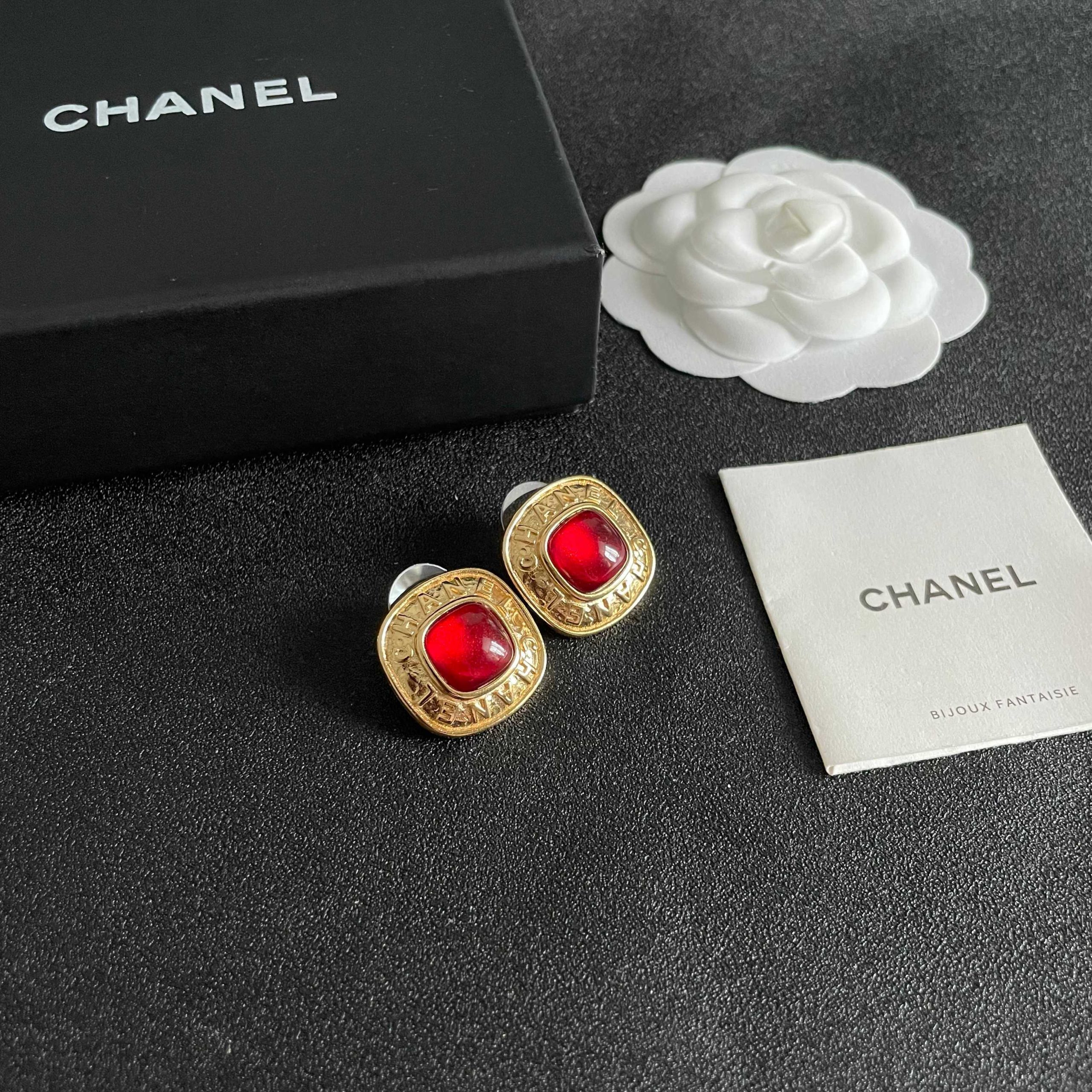 Chanel原單紅寶石方形耳環 復古宮廷風高端耳飾| 10 Chanel原單紅寶石方形耳環 復古宮廷風高端耳飾