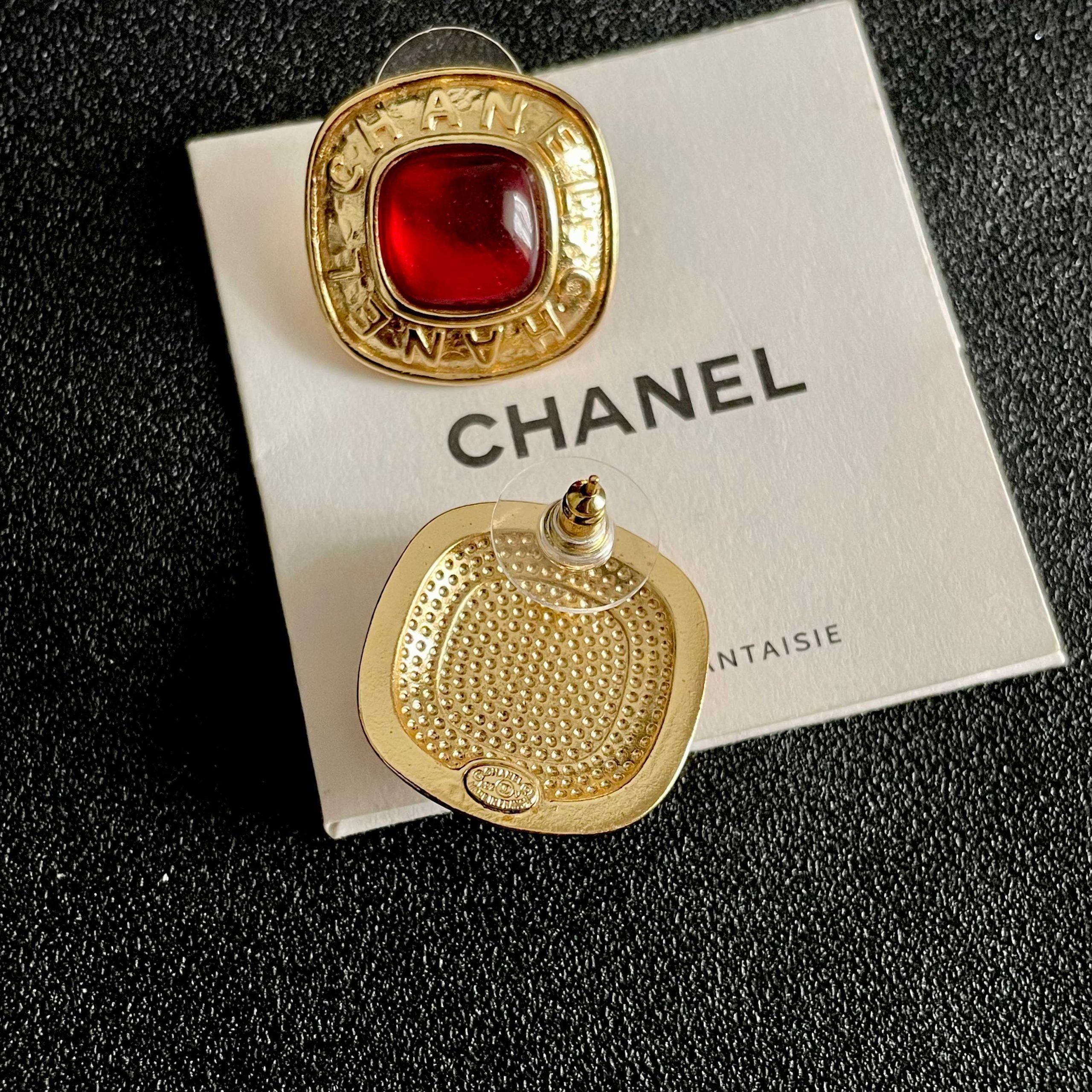 Chanel原單紅寶石方形耳環 復古宮廷風高端耳飾| 9 Chanel原單紅寶石方形耳環 復古宮廷風高端耳飾