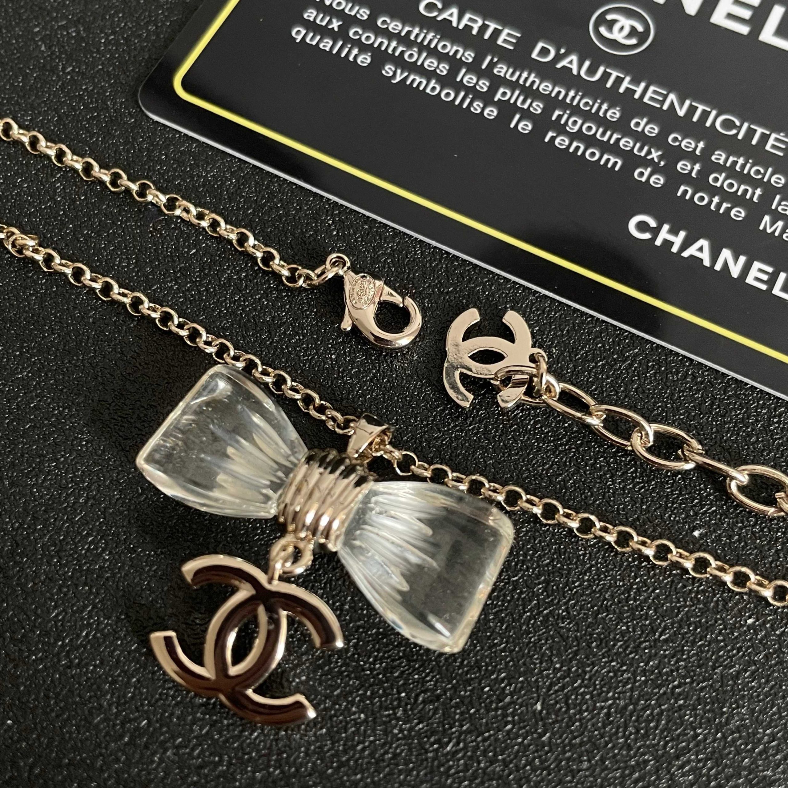 Chanel 一比一 蝴蝶結水晶雙C項鍊 透明設計 氣質百搭鎖骨鏈| 8 Chanel 一比一 蝴蝶結水晶雙C項鍊 透明設計 氣質百搭鎖骨鏈