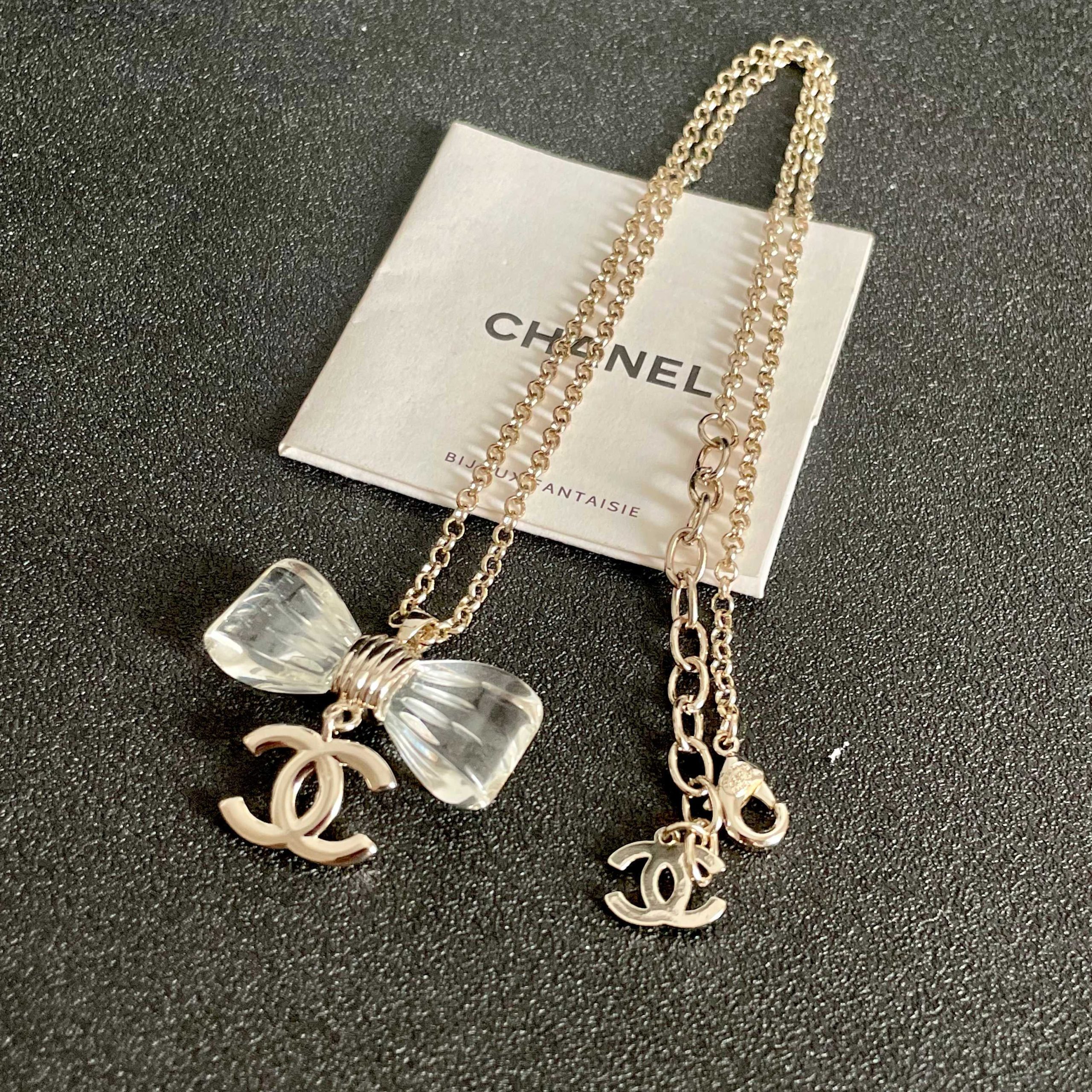 Chanel 一比一 蝴蝶結水晶雙C項鍊 透明設計 氣質百搭鎖骨鏈| 7 Chanel 一比一 蝴蝶結水晶雙C項鍊 透明設計 氣質百搭鎖骨鏈