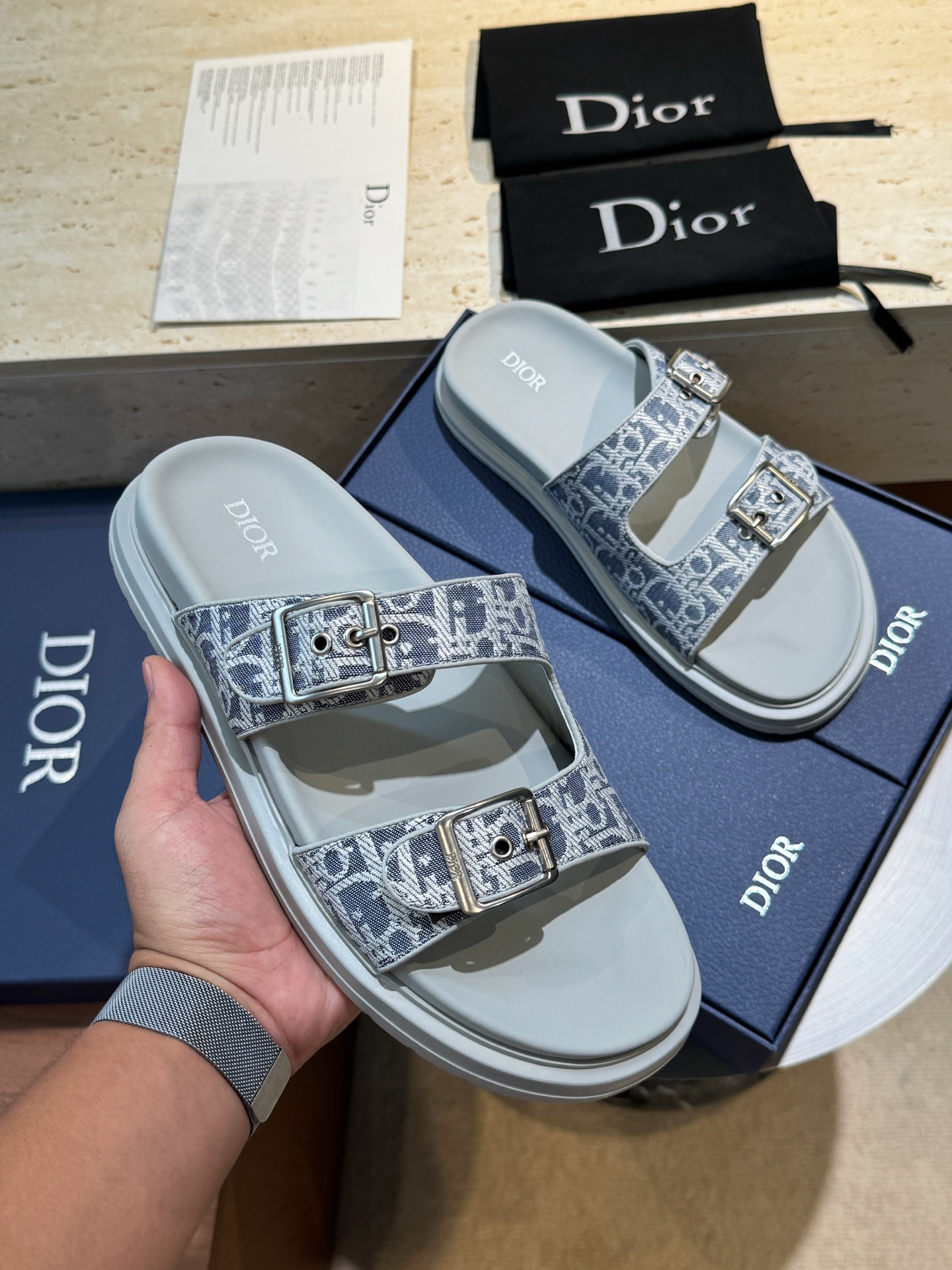 Dior 高仿 男款雙扣拖鞋 Oblique緹花休閒拖鞋 百搭潮流款| 12 Dior 高仿 男款雙扣拖鞋 Oblique緹花休閒拖鞋 百搭潮流款