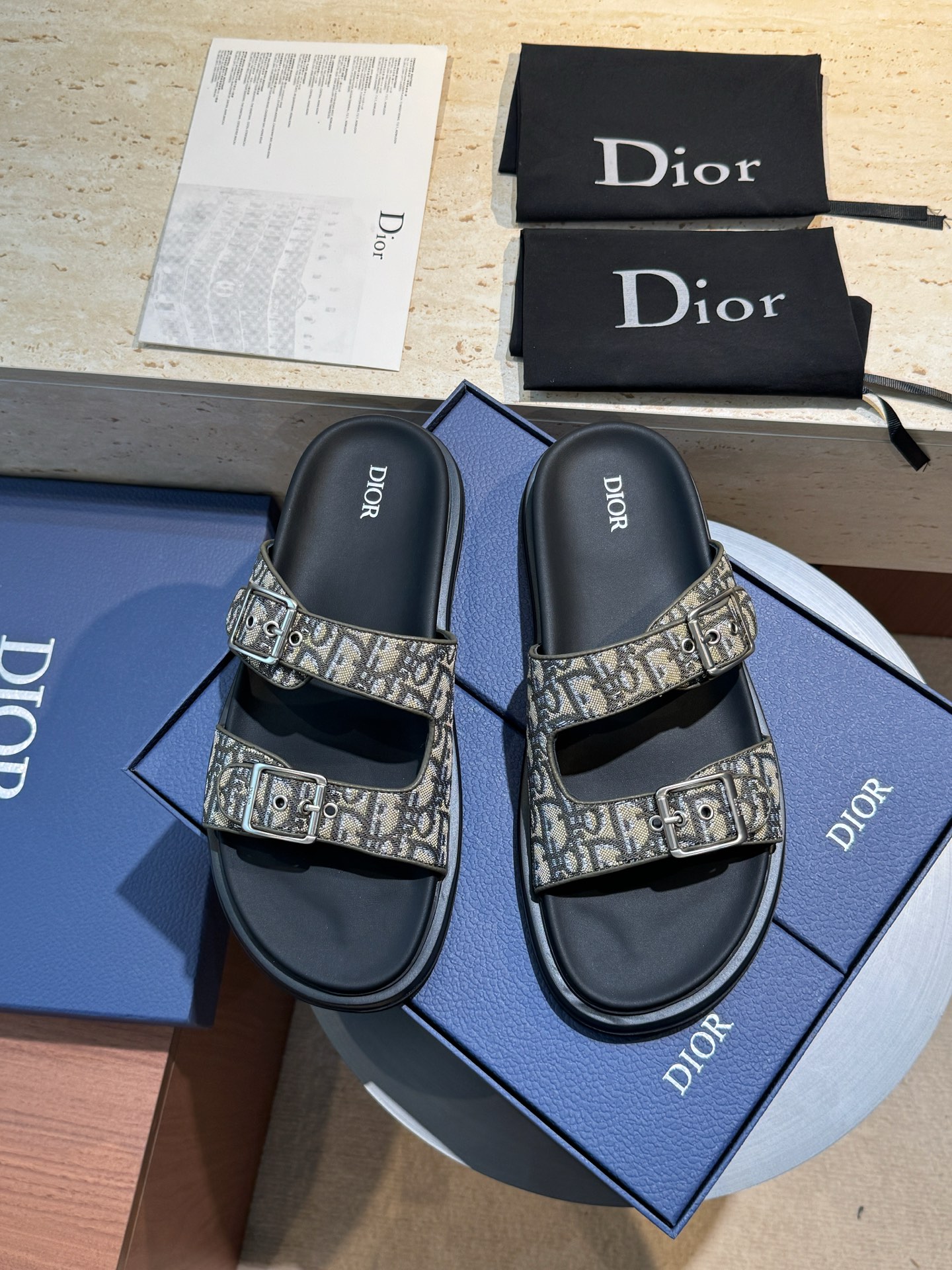 Dior 一比一 男款Oblique雙扣拖鞋 經典緹花休閒百搭款| 13 Dior 一比一 男款Oblique雙扣拖鞋 經典緹花休閒百搭款