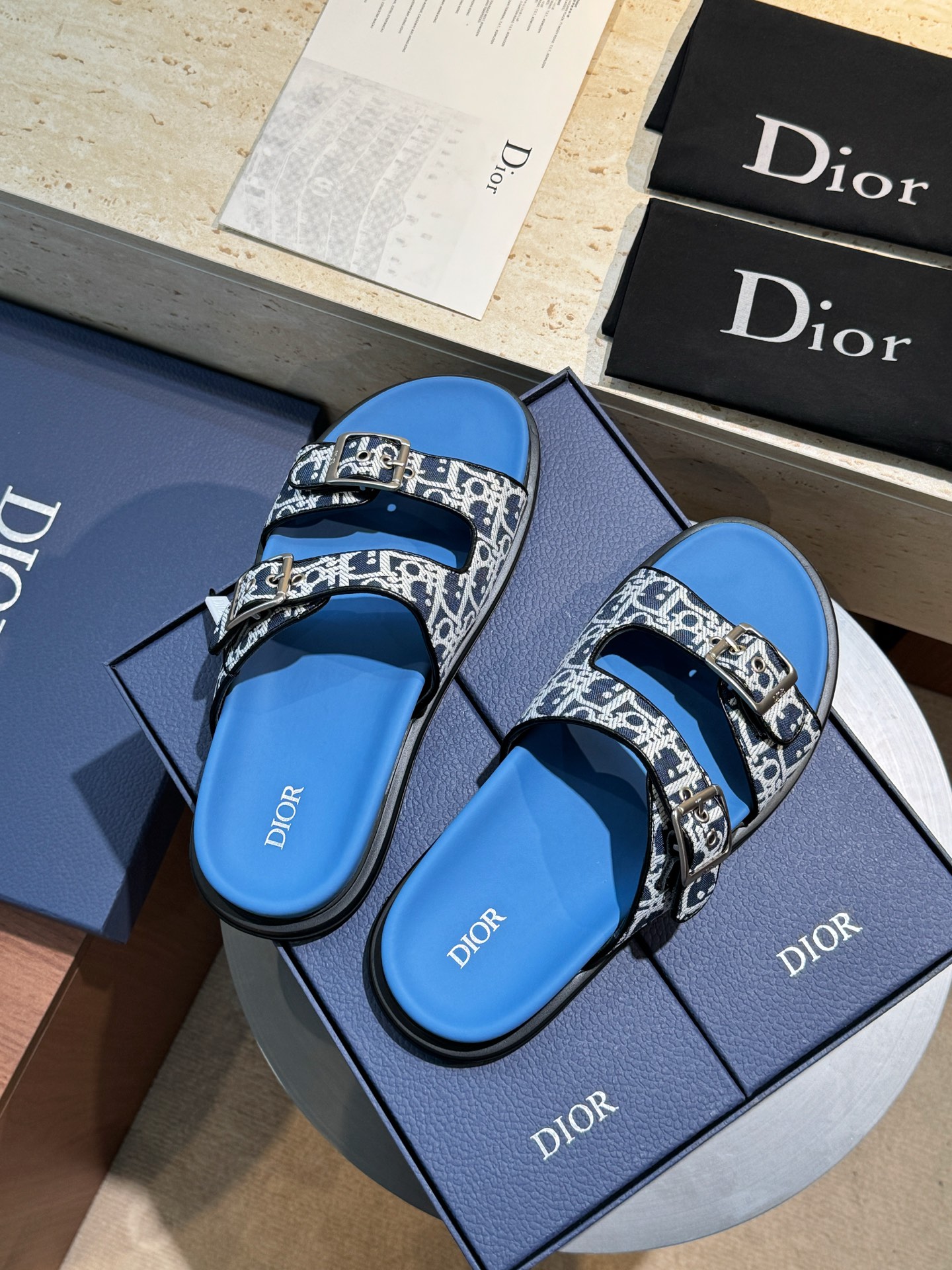 Dior 原單 男款拼接設計拖鞋 緹花+麂皮潮流款| 11 Dior 原單 男款拼接設計拖鞋 緹花+麂皮潮流款
