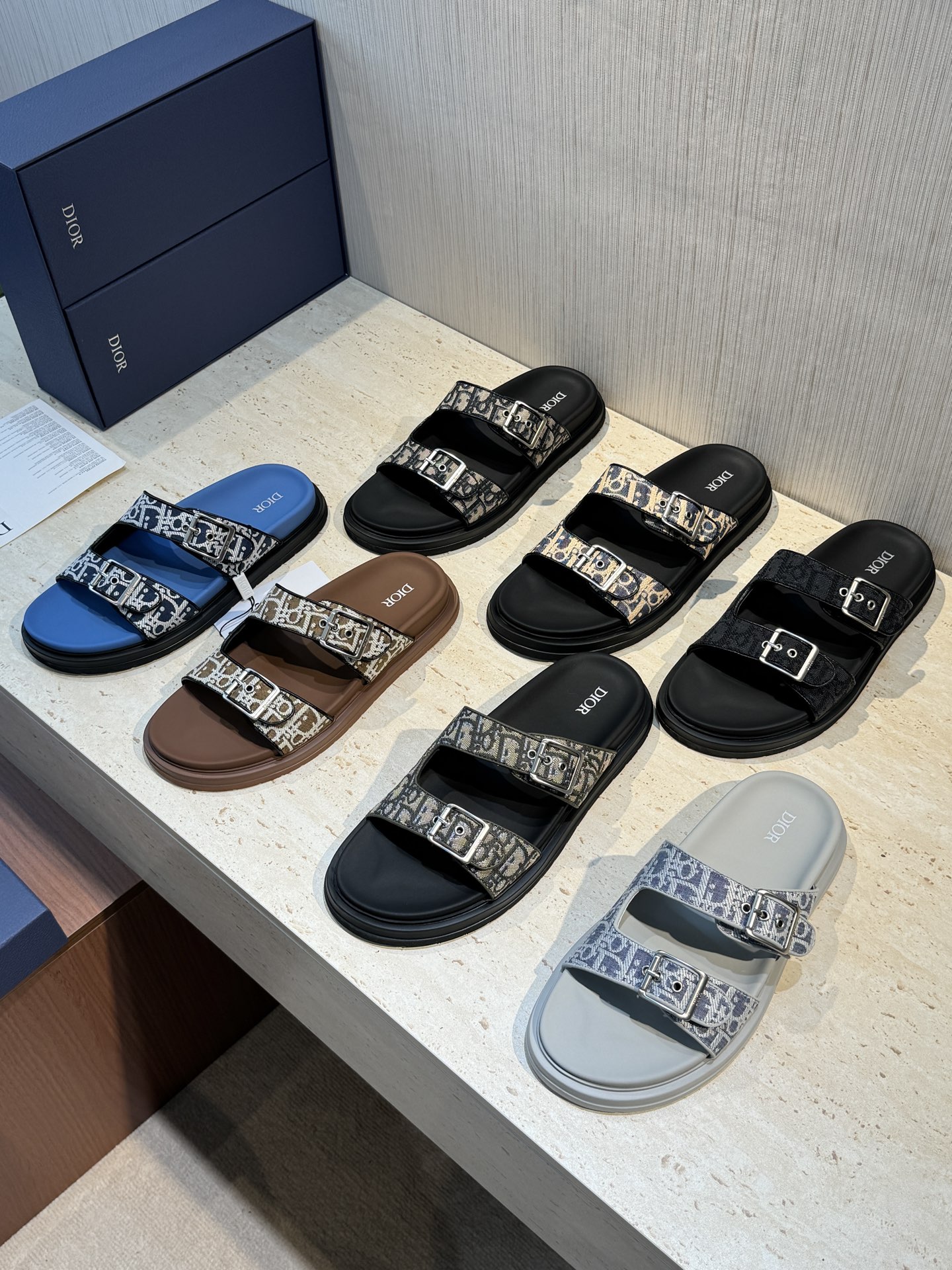 Dior 原單 男款拼接設計拖鞋 緹花+麂皮潮流款| 8 Dior 原單 男款拼接設計拖鞋 緹花+麂皮潮流款