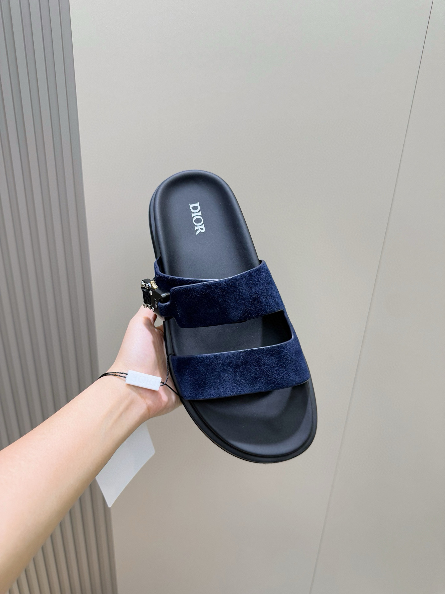 Dior 一比一 男款深藍麂皮拖鞋 雙帶簡約款| 11 Dior 一比一 男款深藍麂皮拖鞋 雙帶簡約款