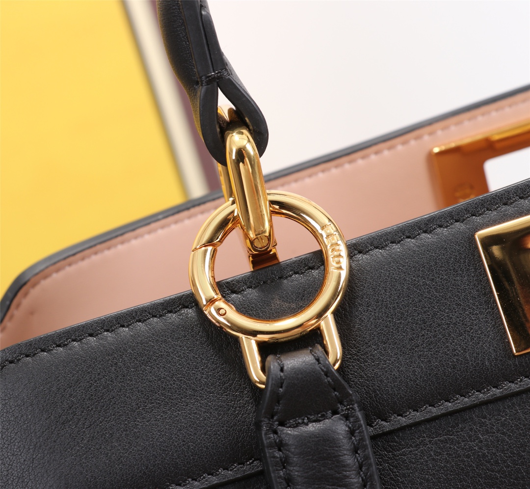 FENDI 復刻 女款 Peekaboo 手提包 黑色 經典鎖扣 優雅通勤款| 13 FENDI 復刻 女款 Peekaboo 手提包 黑色 經典鎖扣 優雅通勤款