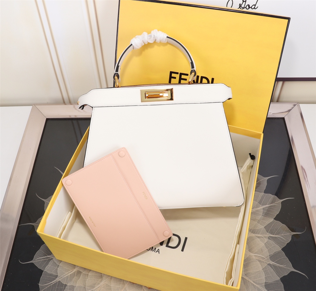FENDI 高仿 女款 Peekaboo 手提包 白色 清新百搭 輕奢氣質款| 10 FENDI 高仿 女款 Peekaboo 手提包 白色 清新百搭 輕奢氣質款