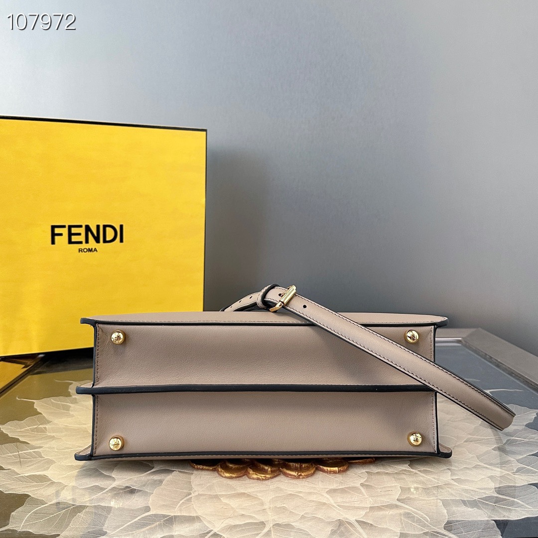 FENDI 原單 女款 Peekaboo 手提包 灰色 拼接設計 附內袋 優雅通勤款| 8 FENDI 原單 女款 Peekaboo 手提包 灰色 拼接設計 附內袋 優雅通勤款