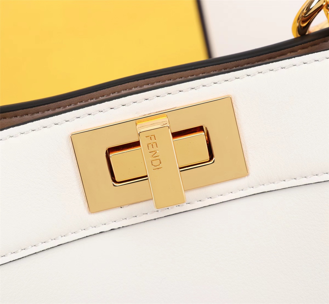 FENDI A貨 女款 Peekaboo 手提包 黑白拼接 經典設計 時尚百搭款| 14 FENDI A貨 女款 Peekaboo 手提包 黑白拼接 經典設計 時尚百搭款