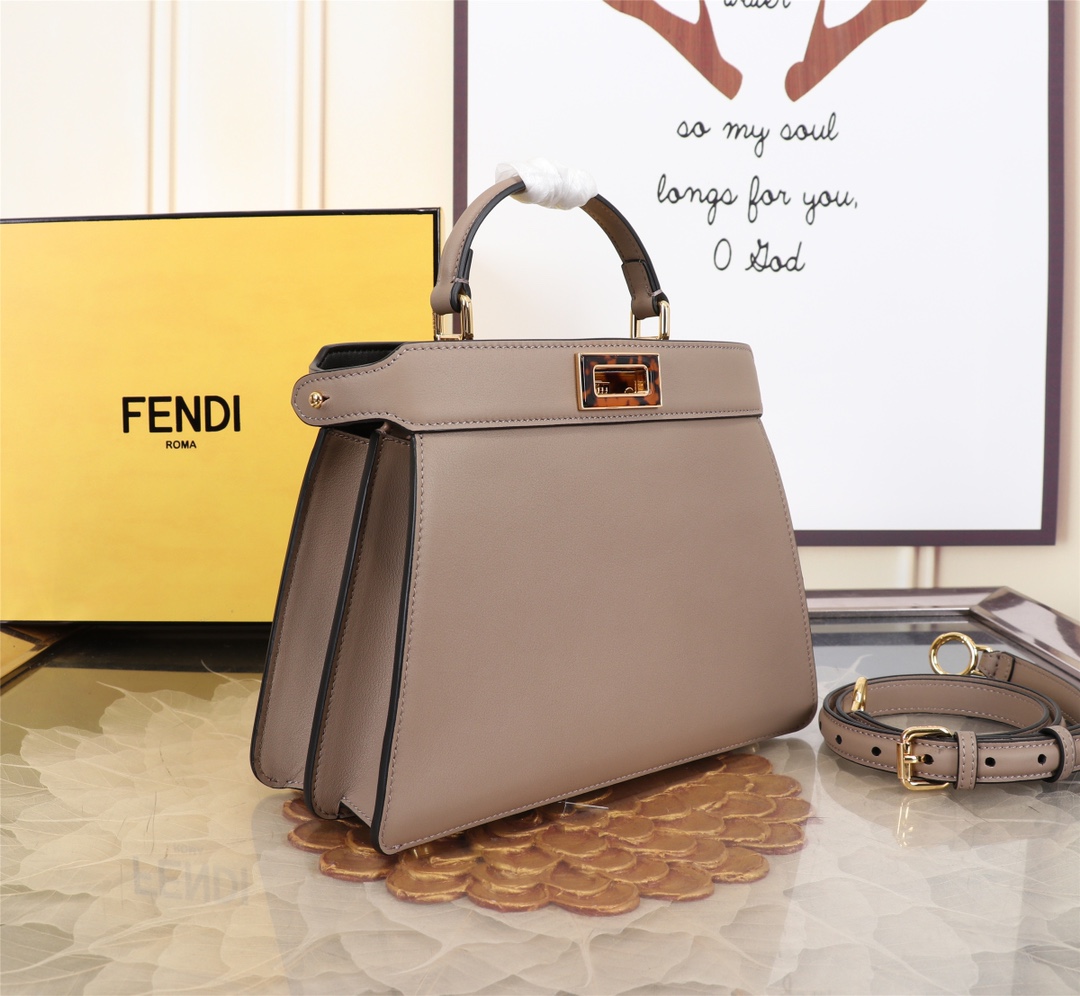 FENDI 原單 女款 Peekaboo 手提包 奶茶色 溫柔配色 時尚通勤款| 14 FENDI 原單 女款 Peekaboo 手提包 奶茶色 溫柔配色 時尚通勤款