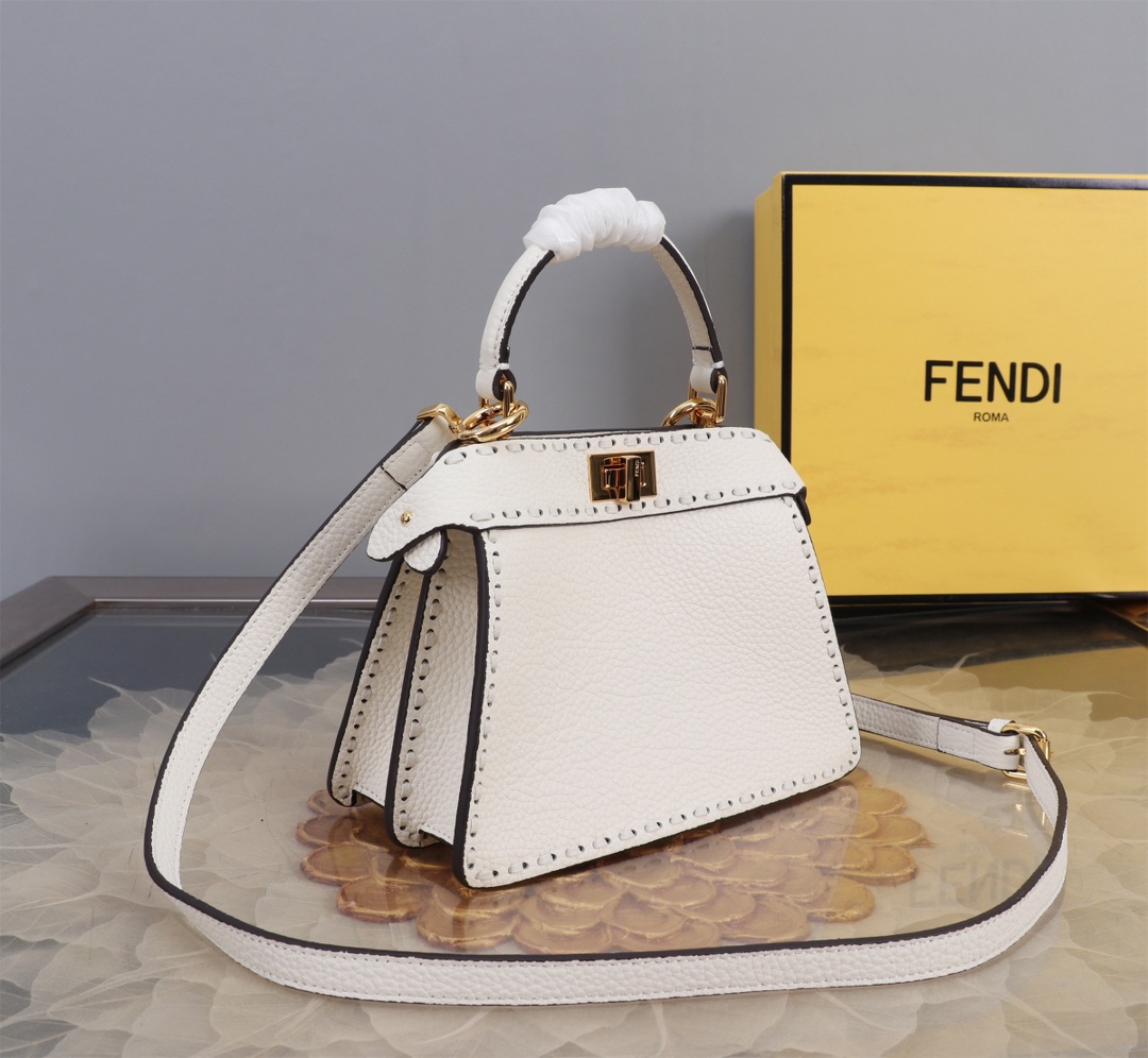 FENDI 原單 女款 Peekaboo 迷你手提包 白色 清新氣質 輕奢款| 14 FENDI 原單 女款 Peekaboo 迷你手提包 白色 清新氣質 輕奢款