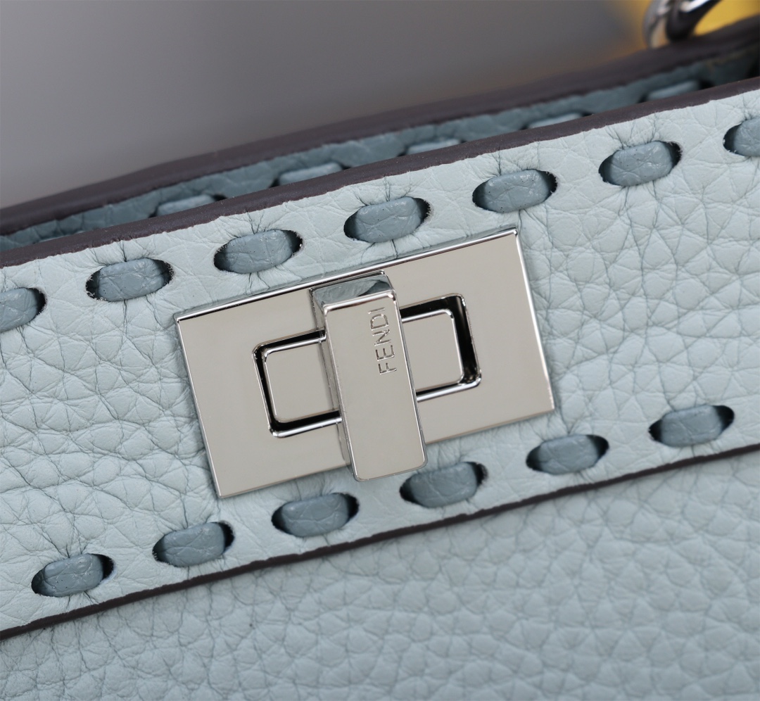 FENDI A貨 女款 Peekaboo 迷你手提包 藍灰色 清新設計 百搭款| 6 FENDI A貨 女款 Peekaboo 迷你手提包 藍灰色 清新設計 百搭款