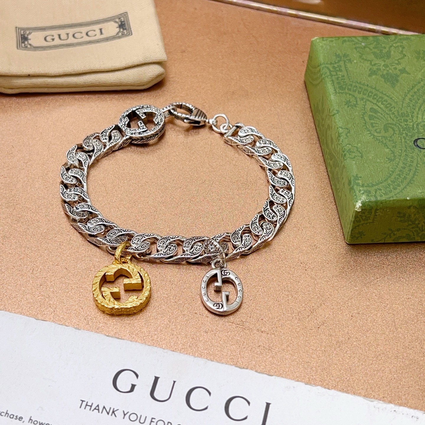 Gucci原單復古鏈條手鍊 GG吊墜設計男女時尚百搭飾品| 14 Gucci原單復古鏈條手鍊 GG吊墜設計男女時尚百搭飾品