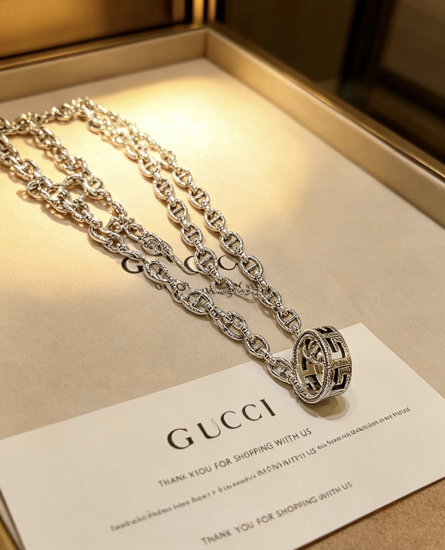 Gucci A貨雙G鏈條項鍊 復古雕刻設計潮流百搭男女款| 14 Gucci A貨雙G鏈條項鍊 復古雕刻設計潮流百搭男女款