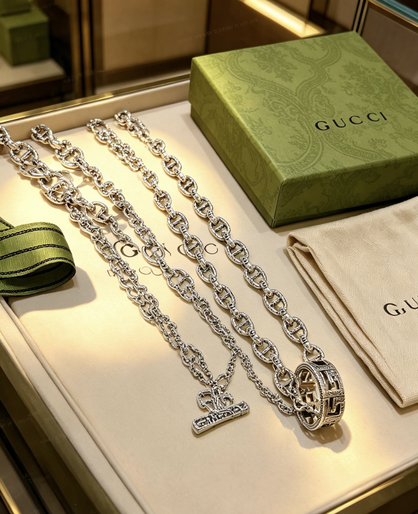 Gucci A貨雙G鏈條項鍊 復古雕刻設計潮流百搭男女款| 11 Gucci A貨雙G鏈條項鍊 復古雕刻設計潮流百搭男女款